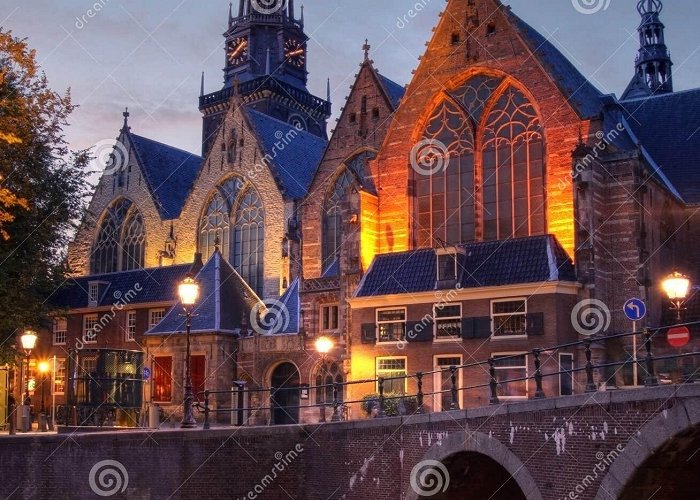 Old church Oude Kerk at Twilight, Amsterdam, the Netherlands Stock Photo ... photo