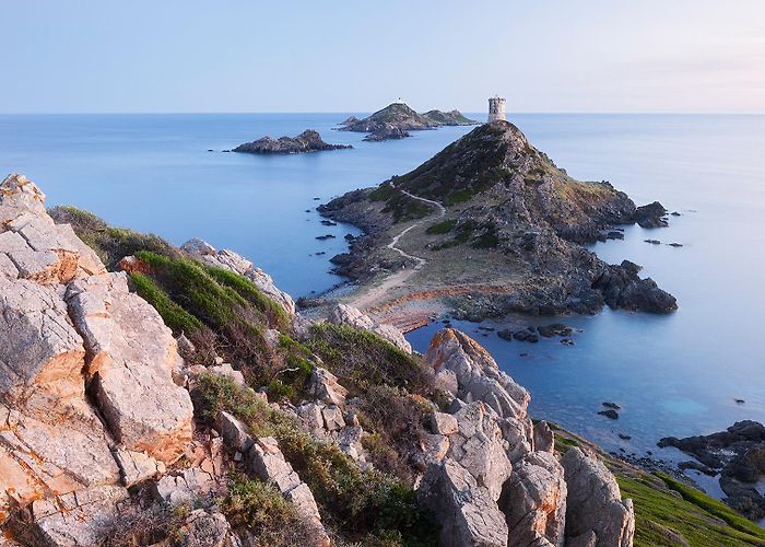 Sanguinaires Islands Genoese tower at Point de la Parata and Îles Sanguinaires islands ... photo