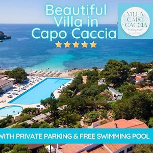 Free Pool, Beautiful Villa In Capo Caccia Porto Conte Exterior photo